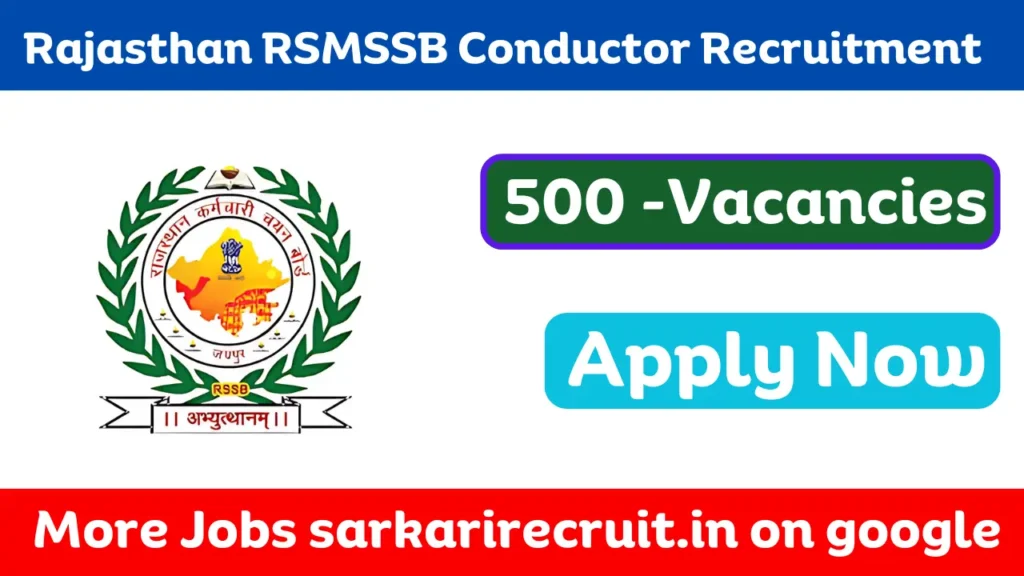 Rajasthan RSMSSB Conductor Recruitment